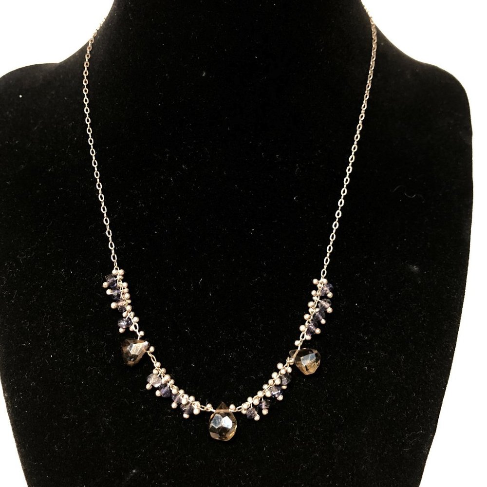 Smokey Topaz faceted teardrop with amethyst beads!